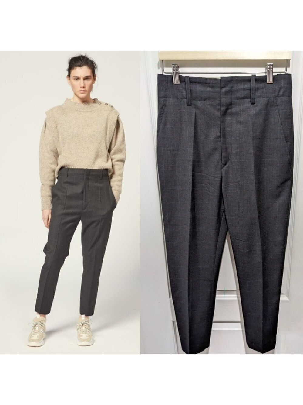 Isabel Marant Etoile | Noah wool trousers in anthracite plaid